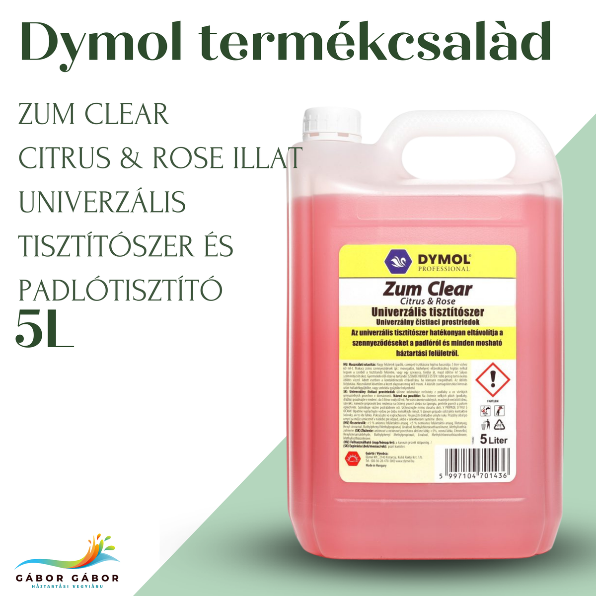 ZUM CLEAR "Citrus & Rose" univerzális tisztítószer és padlótisztító 5L