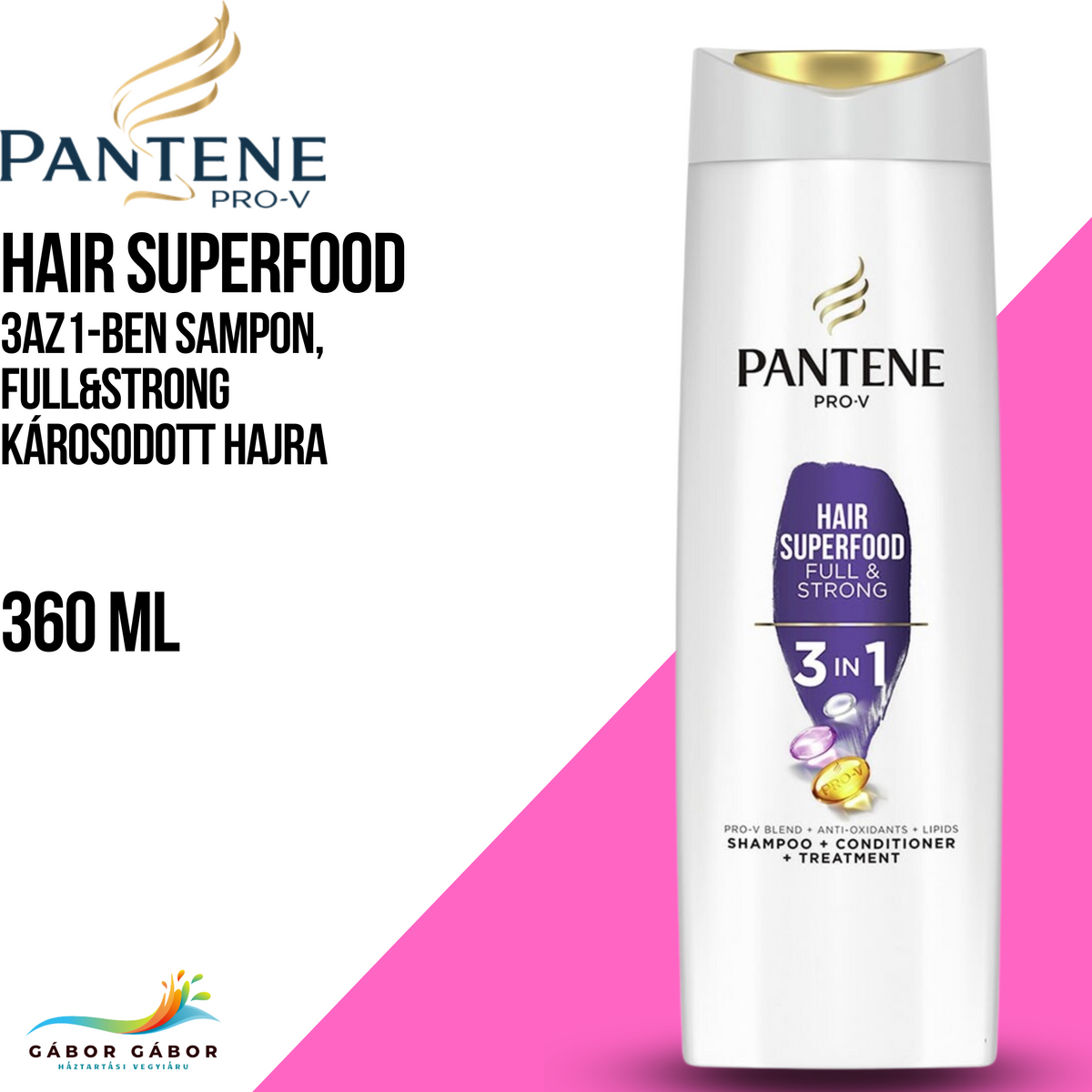 PANTENE PRO-V Intensive Repair 3az1-ben Sampon Full&Strong Károsodott Hajra 360 ml