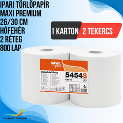 IPARI TÖRLŐPAPÍR MAXI PREMIUM 26/30CM HÓFEHÉR 2 RÉTEG 800 LAP(2 TEK.) KARTON