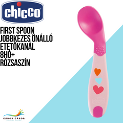 CHICCO First Spoon jobbkezes önálló etetőkanál 8hó+ RÓZSASZÍN CH01610010