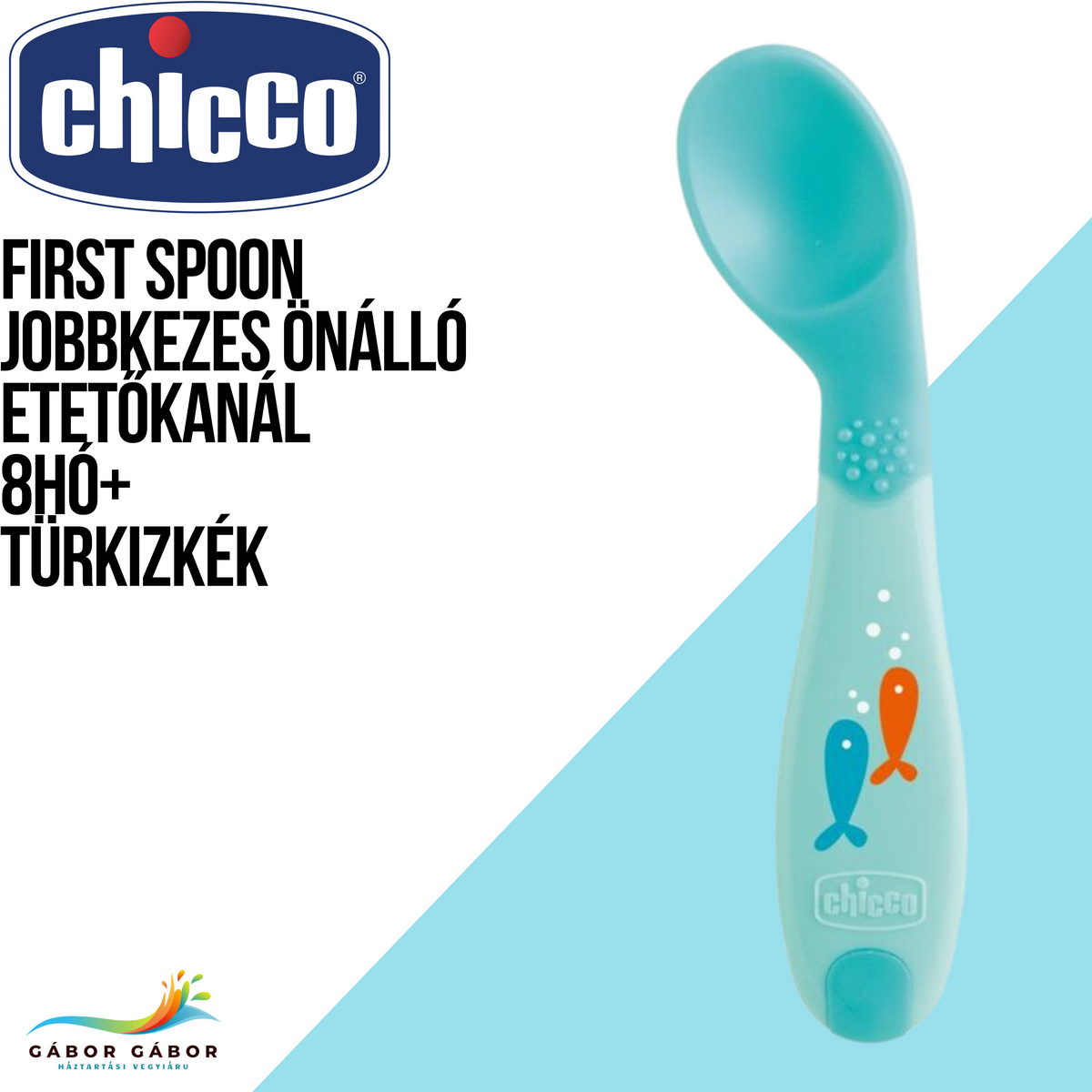 CHICCO First Spoon jobbkezes önálló etetőkanál 8hó+ KÉK CH01610020