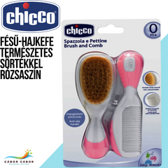 CHICCO Fésű-Hajkefe természetes sörtékkel rózsaszín CH0065691