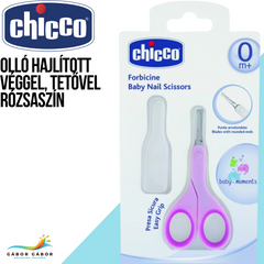 CHICCO Olló hajlított  véggel, tetővel rózsaszín CH0059121
