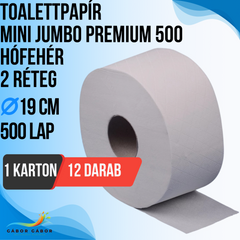 TOALETTPAPÍR MINI JUMBO PREMIUM500 2 RÉTEG HÓFEHÉR 19 CM KARTON