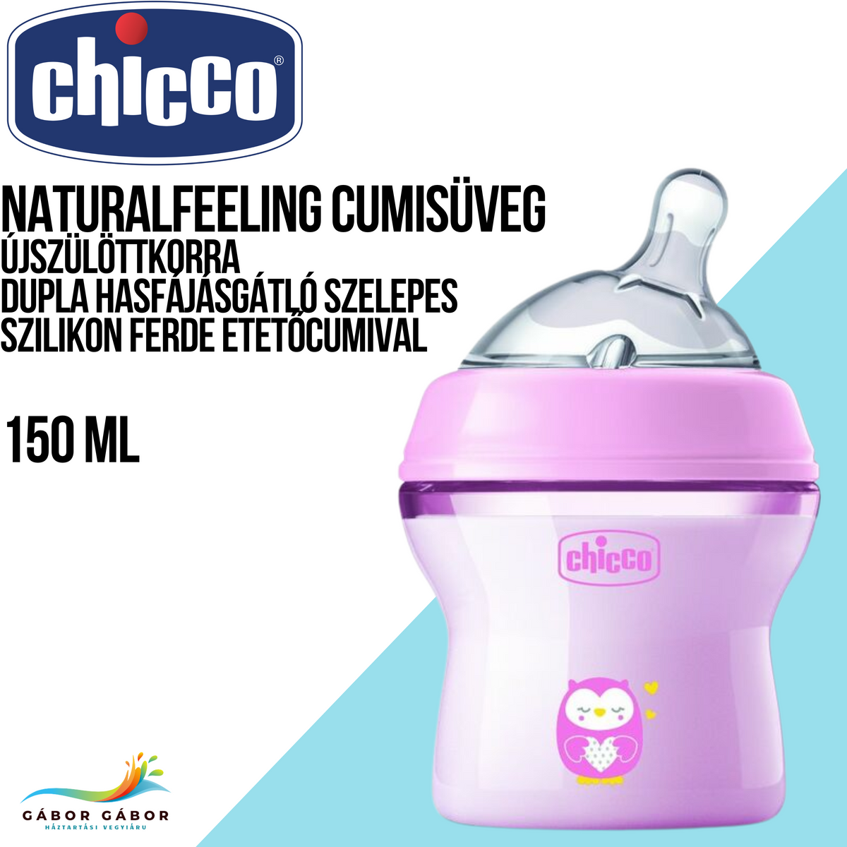 CHICCO NaturalFeeling cumisüveg újszülöttkorra rózsaszín 150 ML CH08131110