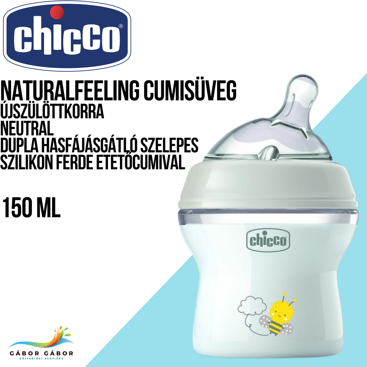 CHICCO NaturalFeeling cumisüveg újszülöttkorra neutral 150 ML CH08131130