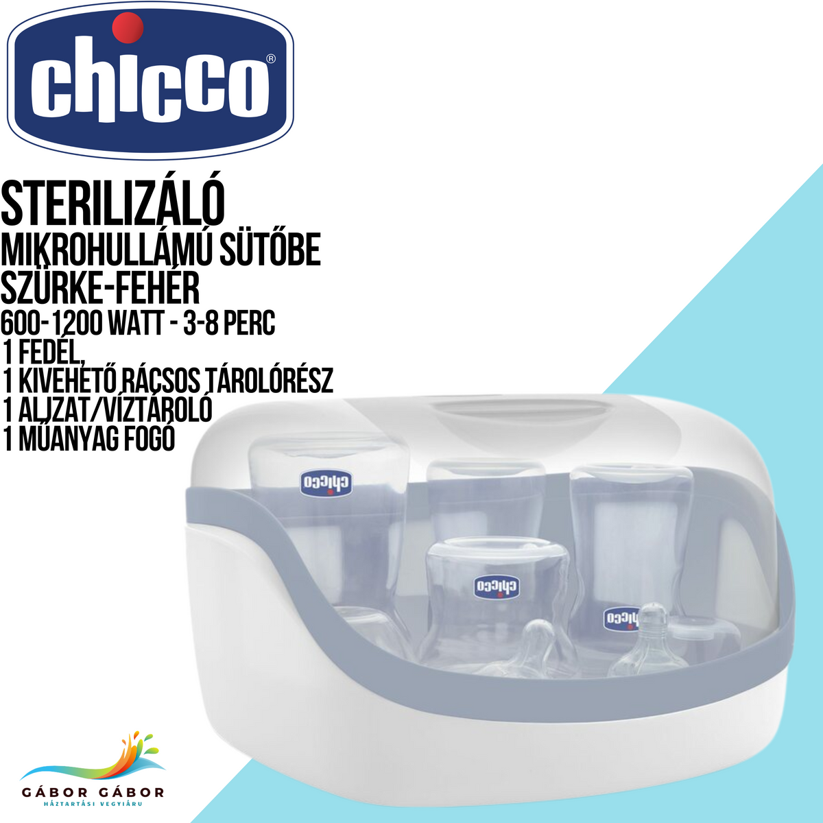 CHICCO Sterilizáló  mikrohullámú sütőbe SZÜRKE-FEHÉR CH0658466