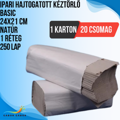 HAJTOGATOTT KÉZTÖRLŐ BASIC 24x21CM NATÚR 1 RÉTEG 250LAP (20CSOM.) KARTON