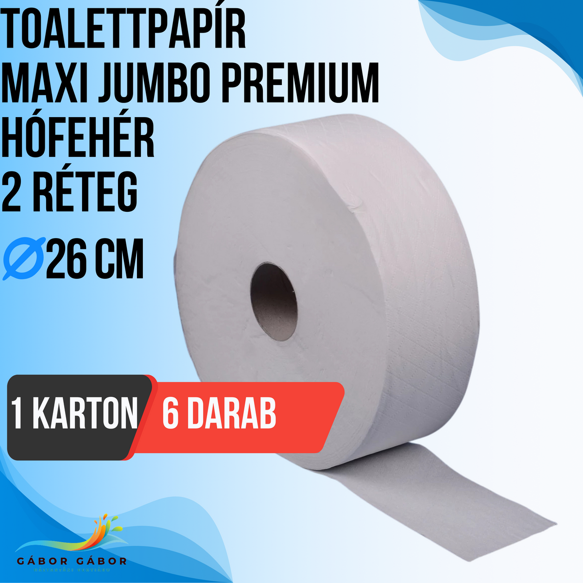 TOALETTPAPÍR MAXI JUMBO PREMIUM 2 RÉTEG HÓFEHÉR 26 CM KARTON