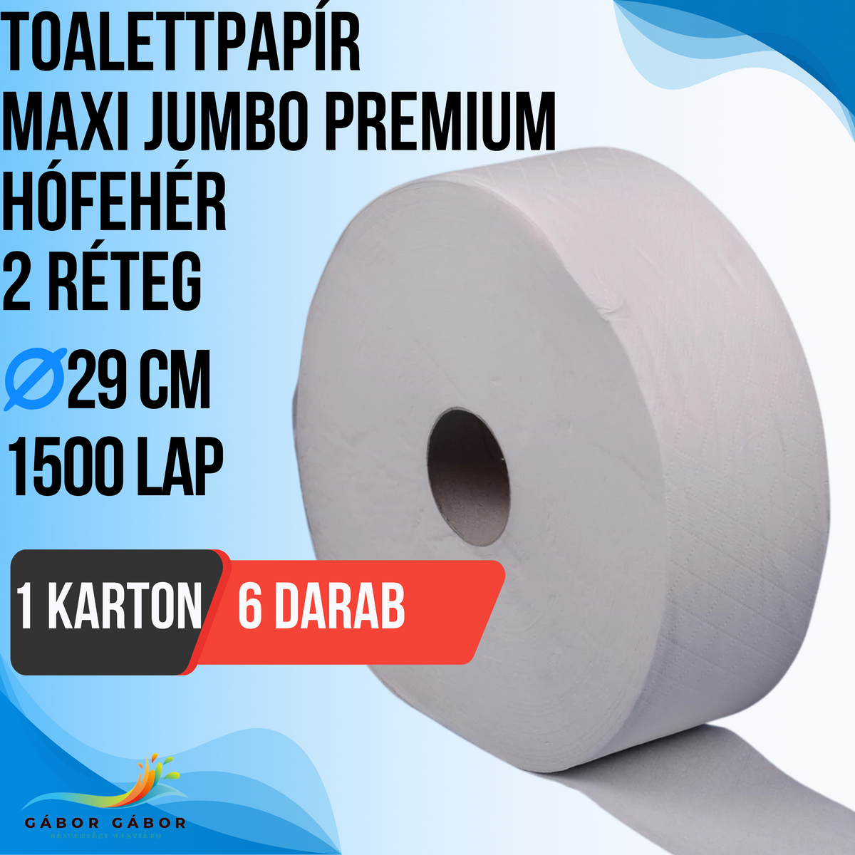 TOALETTPAPÍR MAXI JUMBO PREMIUM 2 RÉTEG 1500L HÓFEHÉR 29 CM KARTON