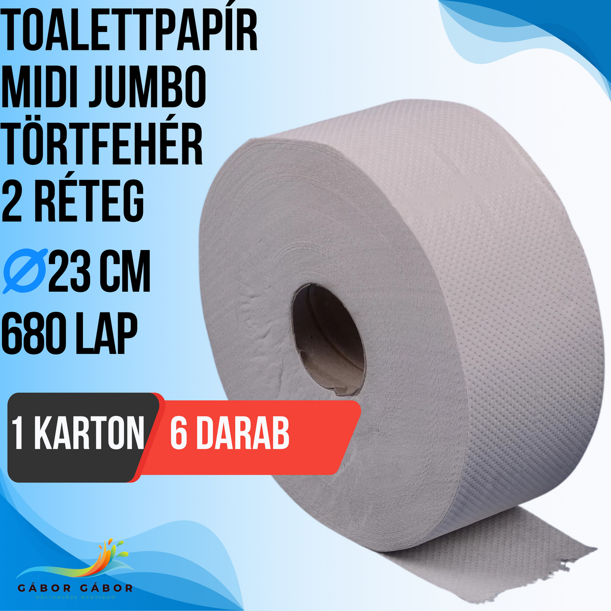 TOALETTPAPÍR MIDI JUMBO 2 RÉTEG TÖRTFEHÉR 23 CM KARTON