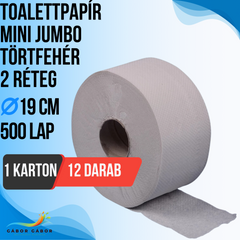 TOALETTPAPÍR MINI JUMBO 2 RÉTEG TÖRTFEHÉR 19 CM KARTON