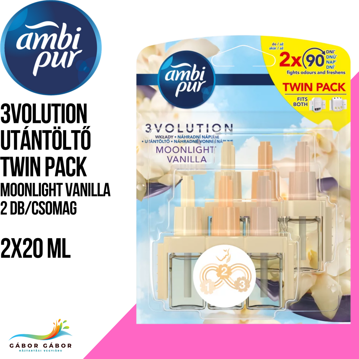 AMBI PUR 3VOLUTION Utántöltő Twin Pack Moonlight Vanilla 2X20 ml